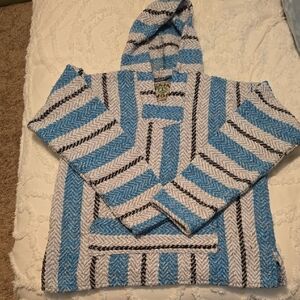 Baha Joe Unisex Striped  Mexican Baja Hoodie / Pullover Size M (0718)